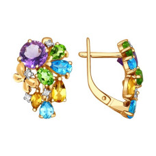 Серьги из золота c миксом из камней