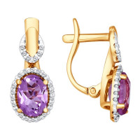 Серьги из золота с аметистами и фианитами Стражи ночного неба 10814