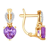Серьги из золота с аметистами и фианитами 10802
