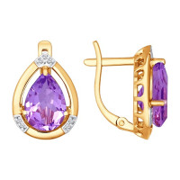 Серьги из золота с аметистами и фианитами 10705