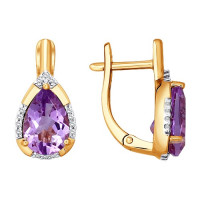 Серьги из золота с аметистами и фианитами 10344