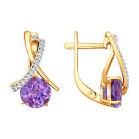 Серьги из золота с аметистами и фианитами Сияние волшебства 10318