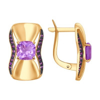 Серьги из золота с аметистами и сиреневыми фианитами 13155