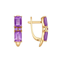 Серьги из золота с аметистами и сиреневыми фианитами 