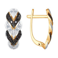 Серьги из золота с бесцветными и чёрными бриллиантами Элегантный контраст 6383