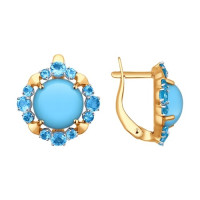 Серьги из золота с бирюзой и топазами 9711