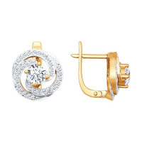 Сияющие золотые серьги с бриллиантами «Танец света» 12239