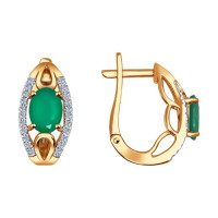 Серьги из золота с бриллиантами и хризопразами 18289