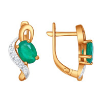 Серьги из золота с бриллиантами и изумрудами 12562