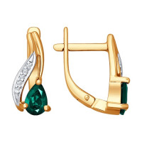 Серьги из золота с бриллиантами и изумрудами 12527