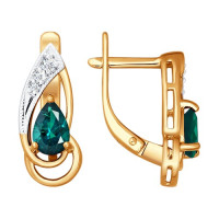 Серьги из золота с бриллиантами и изумрудами 12444