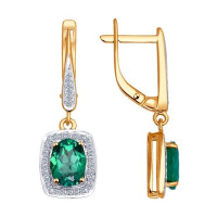 Серьги из золота с бриллиантами и изумрудами Нежный блеск роскоши