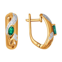 Серьги из золота с бриллиантами и изумрудами 11152