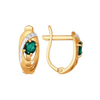 Серьги из золота с бриллиантами и изумрудами 10746