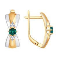 Серьги из золота с бриллиантами и изумрудами Стильное Сияние