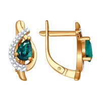 Серьги из золота с бриллиантами и изумрудами 12759