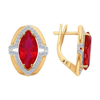 Серьги из золота с бриллиантами и корундами рубиновыми (синт.) 7790