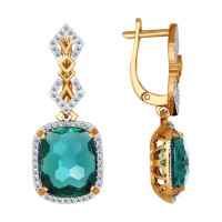 Серьги из золота с бриллиантами и кварцем 10933