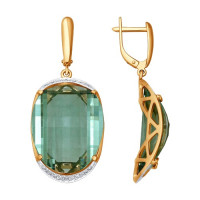 Серьги из золота с бриллиантами и кварцем 10758