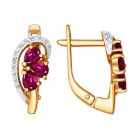 Серьги из золота с бриллиантами и рубинами 12690