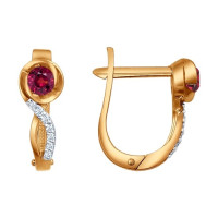 Серьги из золота с бриллиантами и рубинами «Вечерняя искра»