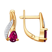 Сияющие серьги из золота с бриллиантами и рубинами для королевского блеска 12529