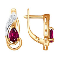 Серьги из золота с бриллиантами и рубинами 12446