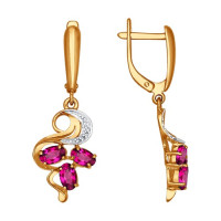 Серьги из золота с бриллиантами и рубинами «Искрящееся Безмятежное Очарование»