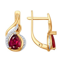 Серьги из золота с бриллиантами и рубинами 16095