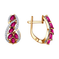 Серьги из золота с бриллиантами и рубинами «Сияние роскоши» 11075