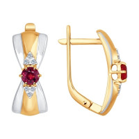 Золотые серьги с бриллиантами и рубинами 
