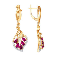 Серьги из золота с бриллиантами и рубинами 