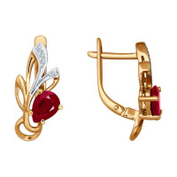 Серьги из золота с бриллиантами и рубинами Вдохновение Заката 12808