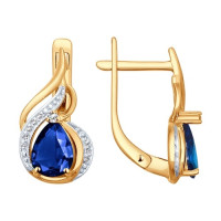 Серьги из золота с бриллиантами и сапфирами 