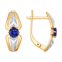 Серьги из золота с бриллиантами и сапфирами 