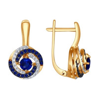 Серьги из золота с бриллиантами и сапфирами 7422