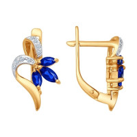 Серьги из золота с бриллиантами и сапфирами 