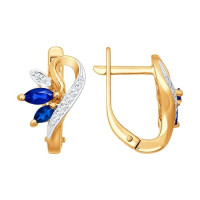 Золотые серьги с бриллиантами и сапфирами 