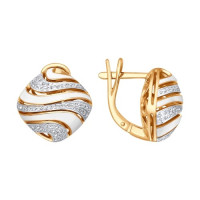 Сияющие золотые серьги с эмалью и бриллиантами: волшебный блеск нежности 11710