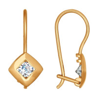 Серьги из золота с фианитами 