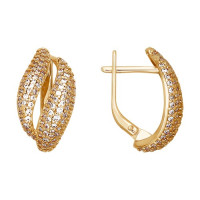 Золотые серьги с фианитами Жемчужное искушение 11237