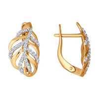 Сияющие золотые серьги с фианитами для яркого вечера 10649