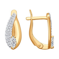 Светящиеся фианиты: золотые серьги 9392 для особых случаев