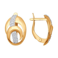 Сияющие золотые серьги с фианитами 