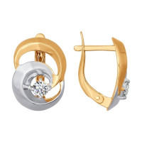 Сияющие золотые серьги с фианитами для вечерних образов 9145