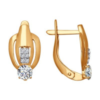 Серьги из золота с фианитами 
