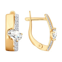 Сияние роскоши: золотые серьги с фианитами 8708