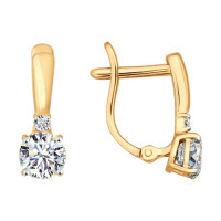 Серьги из золота с фианитами 