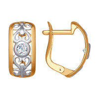 Сияющие золотые серьги с фианитами 