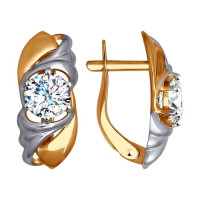 Сияющие золотые серьги с фианитами для вечернего образа 5581